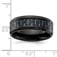 Chisel Black Titanium Polished Band with Black and Blue Carbon Fiber Inlay 8mm view 4