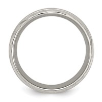 Chisel Titanium Polished Band with Brushed Center and Grooved Edge 8mm view 2
