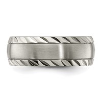 Chisel Titanium Polished Band with Brushed Center and Grooved Edge 8mm view 3