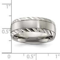 Chisel Titanium Polished Band with Brushed Center and Grooved Edge 8mm view 4