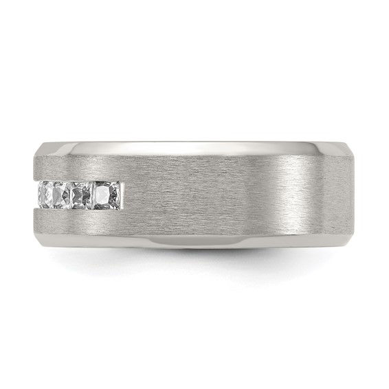 Chisel Titanium Brushed and Polished with CZ 8mm Band