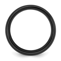 Chisel Black Titanium Brushed Band with Polished Blue IP-plated Center 8mm view 2