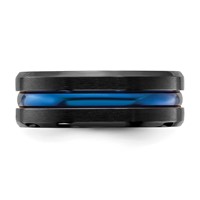 Chisel Black Titanium Brushed Band with Polished Blue IP-plated Center 8mm view 3