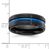 Chisel Black Titanium Brushed Band with Polished Blue IP-plated Center 8mm view 4