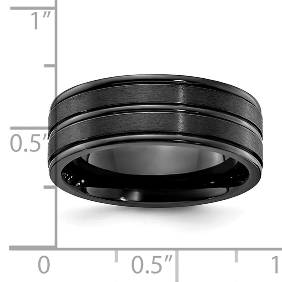 Chisel Titanium Black IP-plated Brushed and Polished 8mm Band