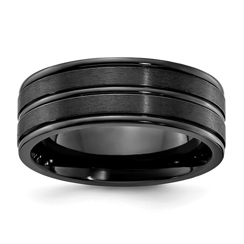 Chisel Titanium Black IP-plated Brushed and Polished 8mm Band