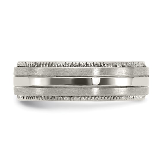 Chisel Titanium Brushed and Polished Textured Edge 7mm Band
