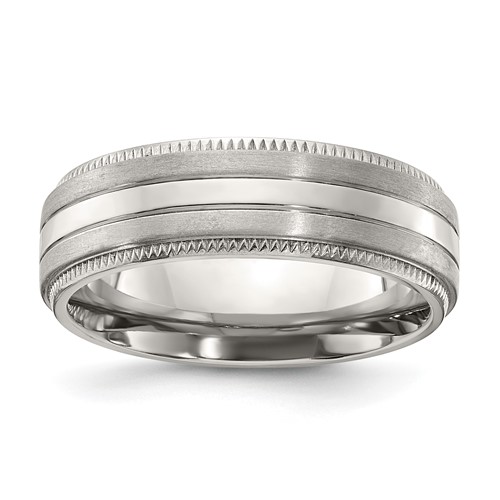Chisel Titanium Brushed and Polished Textured Edge 7mm Band