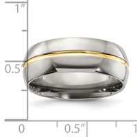 Chisel Titanium Yellow IP-plated Grooved 8mm Polished Band view 4