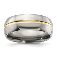 Chisel Titanium Yellow IP-plated Grooved 8mm Polished Band view 1