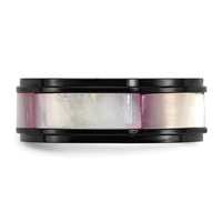 Chisel Titanium Black IP-plated Pink Mother of Pearl Inlay 8mm Band view 3