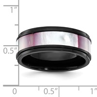 Chisel Titanium Black IP-plated Pink Mother of Pearl Inlay 8mm Band view 4