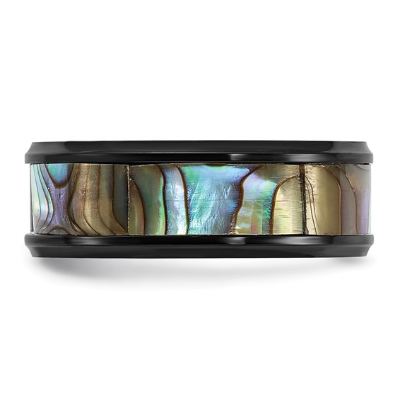 Chisel Titanium Black IP-plated Mother of Pearl Inlay 8mm Band