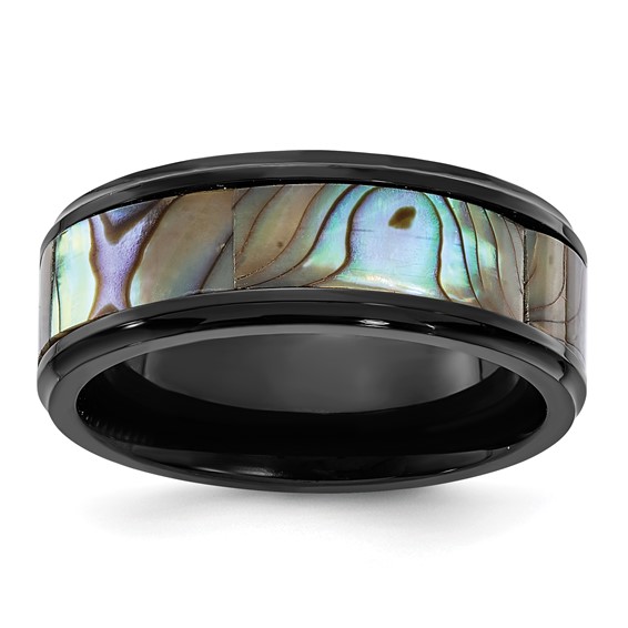 Chisel Titanium Black IP-plated Mother of Pearl Inlay 8mm Band
