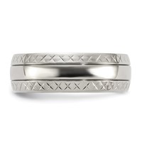 Chisel Titanium Polished Grooved Criss Cross Design 7mm Band view 3