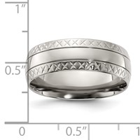 Chisel Titanium Polished Grooved Criss Cross Design 7mm Band view 4