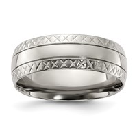 Chisel Titanium Polished Grooved Criss Cross Design 7mm Band view 1