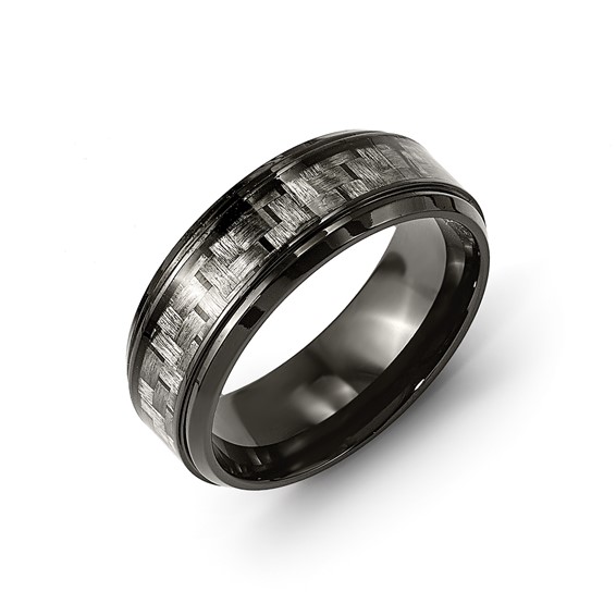 Chisel Black Titanium Polished with Grey Carbon Fiber Inlay 8.00mm Band