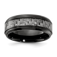 Chisel Black Titanium Polished Band with Grey Carbon Fiber Inlay 8.00mm view 1