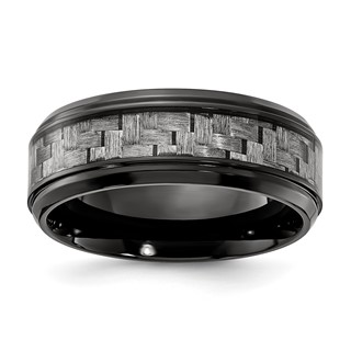 Chisel Black Titanium Polished with Grey Carbon Fiber Inlay 8.00mm Band