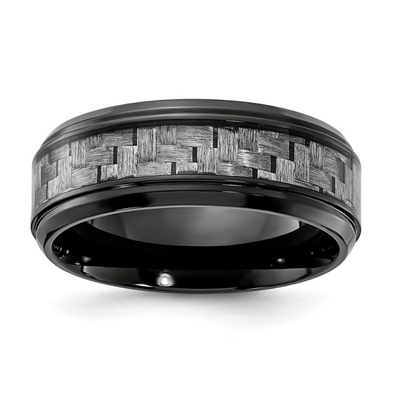 Chisel Black Titanium Polished with Grey Carbon Fiber Inlay 8.00mm Band
