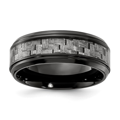 Chisel Black Titanium Polished Band with Grey Carbon Fiber Inlay 8.00mm