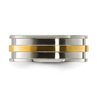 Chisel Titanium Polished Band with Yellow IP-plated Center 8.00mm view 4