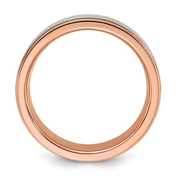 Chisel Titanium Brushed and Polished Rose IP-plated 7mm Band