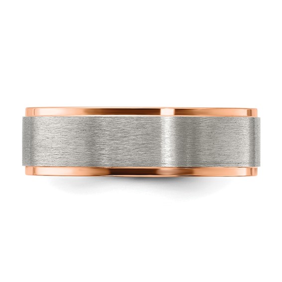 Chisel Titanium Brushed and Polished Rose IP-plated 7mm Band