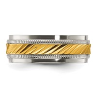 Chisel Titanium Polished Band with Yellow IP-plated Center 8.00mm view 4