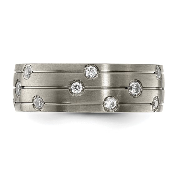 Chisel Titanium Brushed with CZ 8.00mm Band
