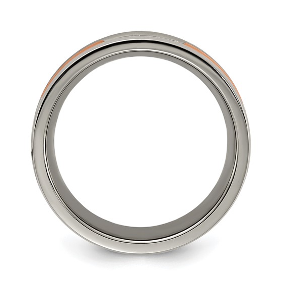 Chisel Titanium Polished Rose IP-plated with CZ 7.00mm Band