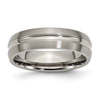 Chisel Titanium Brushed and Polished 6mm Grooved Band view 1