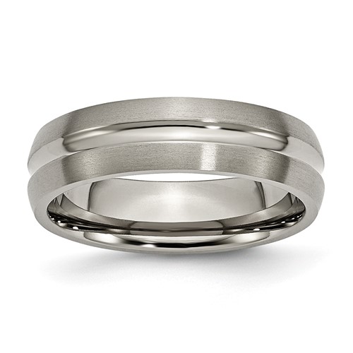 Chisel Titanium Brushed and Polished 6mm Grooved Band