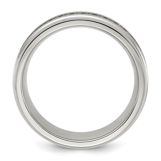 Chisel Titanium Polished with Brushed Center and CZ 7mm Band