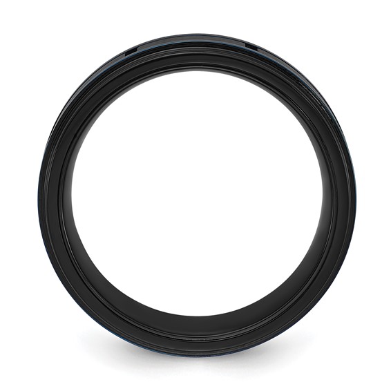 Chisel Titanium Brushed and Polished Black and Blue IP-plated 8mm Band