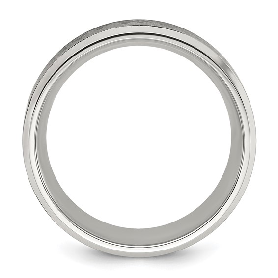Chisel Titanium with Brushed Center Laser Design Mountains 8mm Band