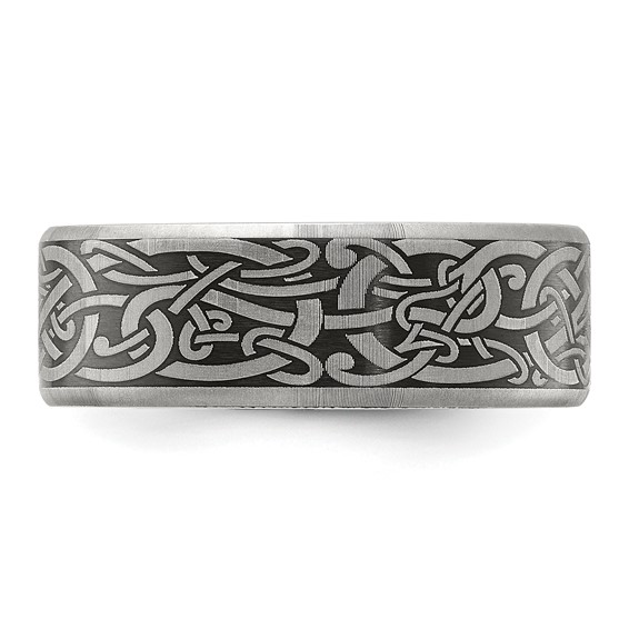 Chisel Titanium Brushed Laser Design 8mm Band