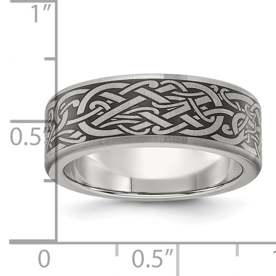 Chisel Titanium Brushed Laser Design 8mm Band