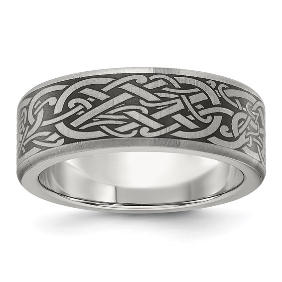 Chisel Titanium Brushed Laser Design 8mm Band