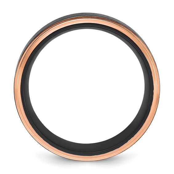 Chisel Titanium with Brushed Center Black and Rose IP-plated 8mm Band