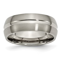 Chisel Titanium Brushed and Polished 8mm Grooved Band view 1