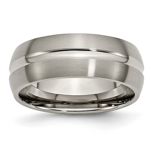 Chisel Titanium Brushed and Polished 8mm Grooved Band