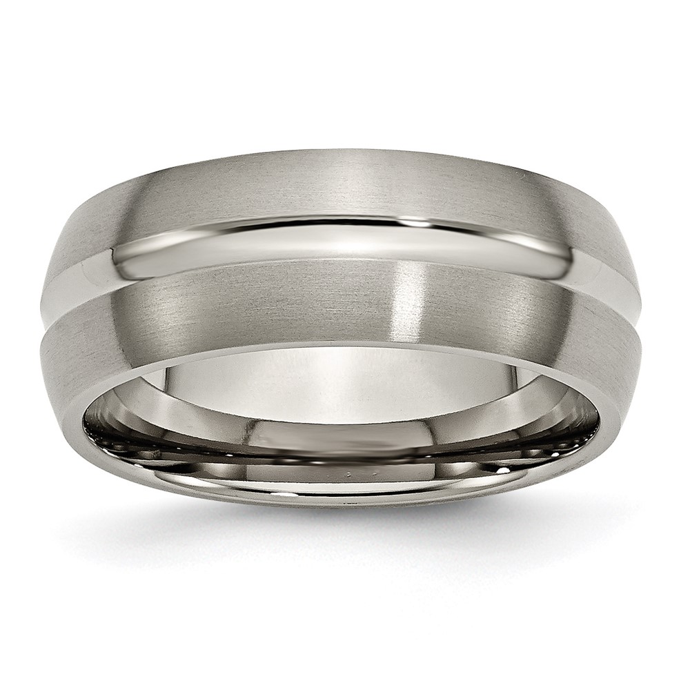 Titanium Brushed and Polished 8mm Grooved Band