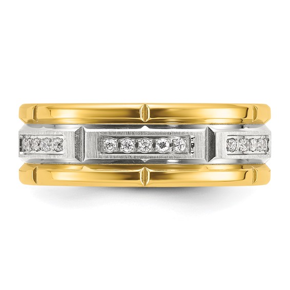 Chisel Titanium Polished with Brushed Center Yellow IP-plated CZ 8mm Band