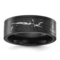 Chisel Titanium Polished Black IP-plated Band with Black and Silver Foil Inlay 8mm view 1