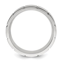 Chisel Titanium Brushed and Polished Grooved 8mm Band view 2