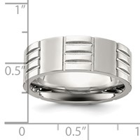 Chisel Titanium Brushed and Polished Grooved 8mm Band view 4