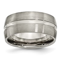 Chisel Titanium Brushed and Polished 10mm Grooved Band view 1
