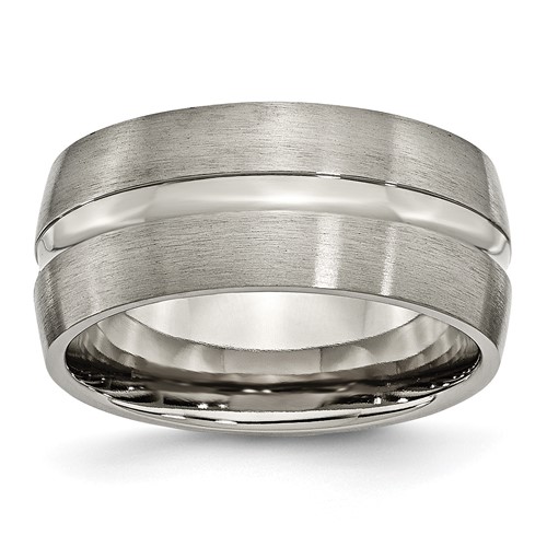 Chisel Titanium Brushed and Polished 10mm Grooved Band